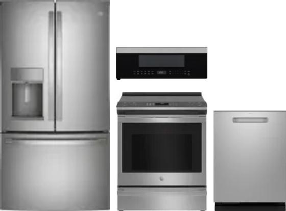 4 Piece Package Includes Refrigerator, Range, Microwave And Dishwasher